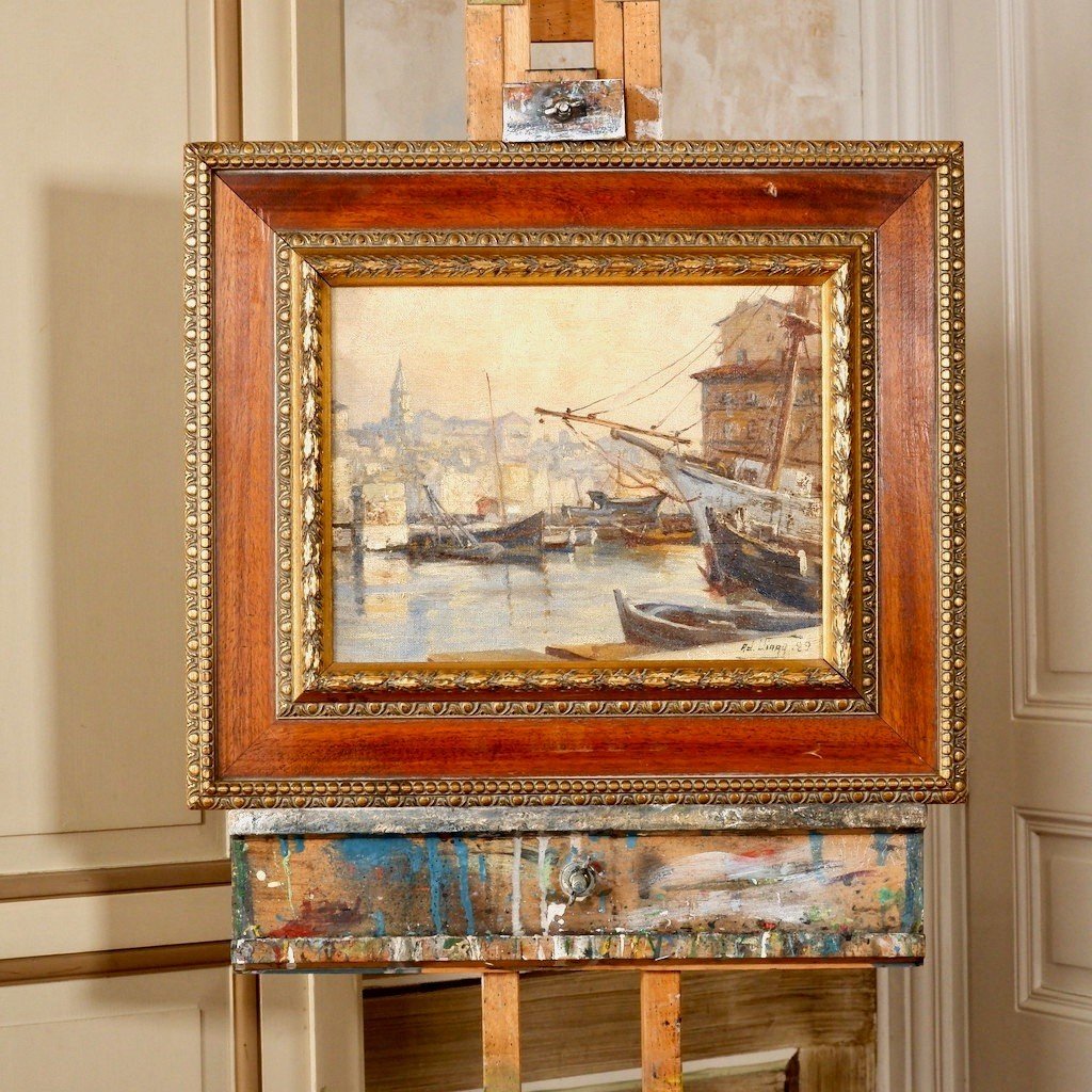 Peinture postimpressionniste du port de Marseille