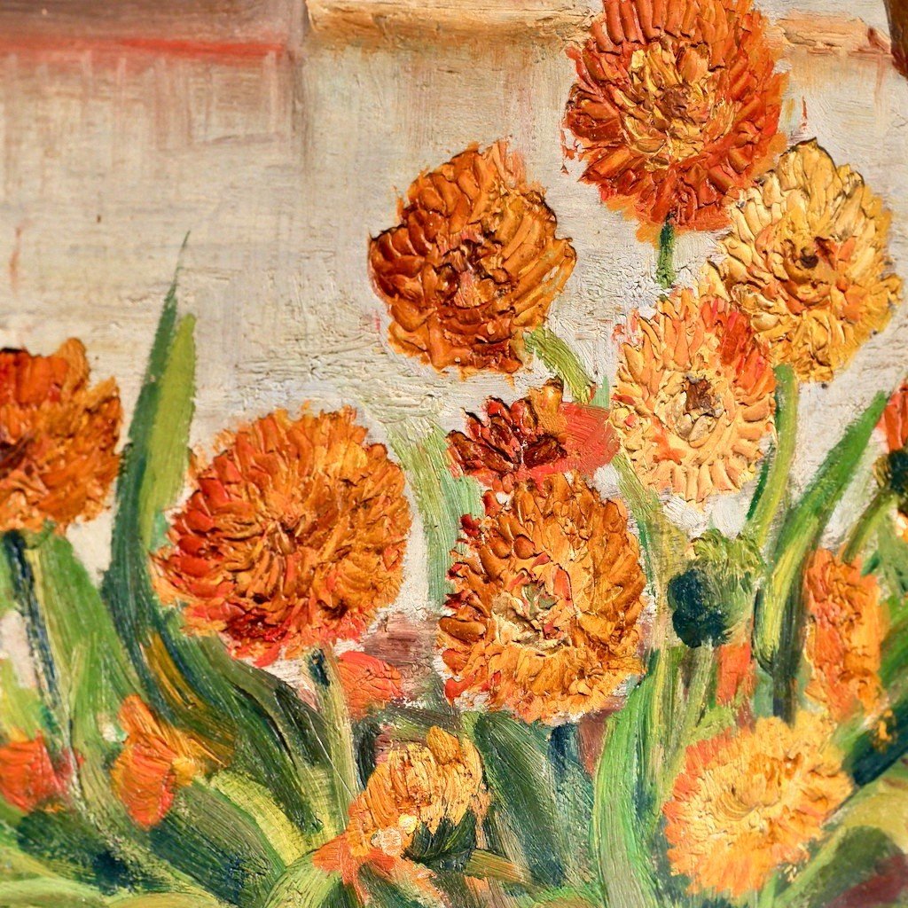 Post-impressionist painting of dahlias-photo-2