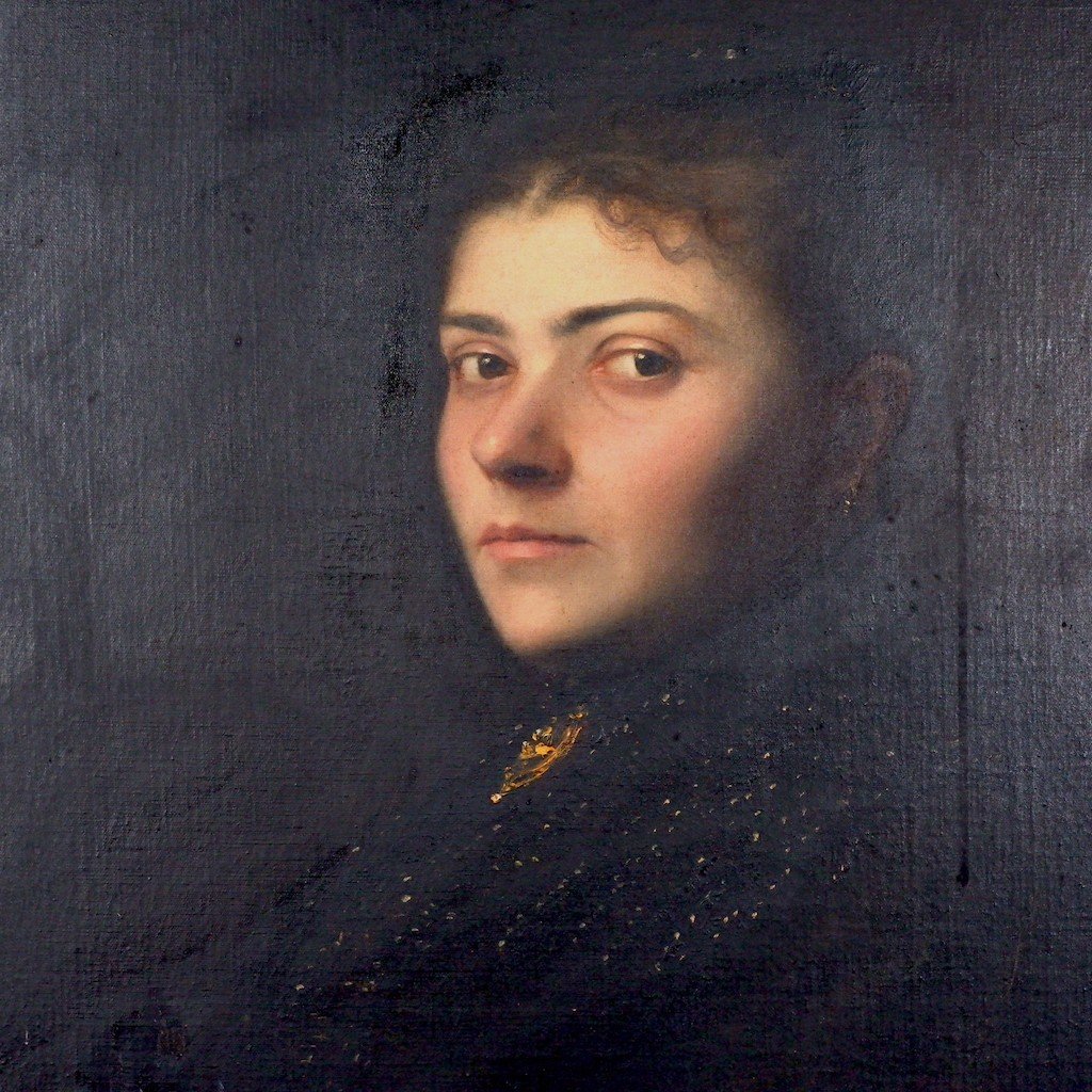 Paire de portraits à l’huile français du 19ème siècle-photo-3