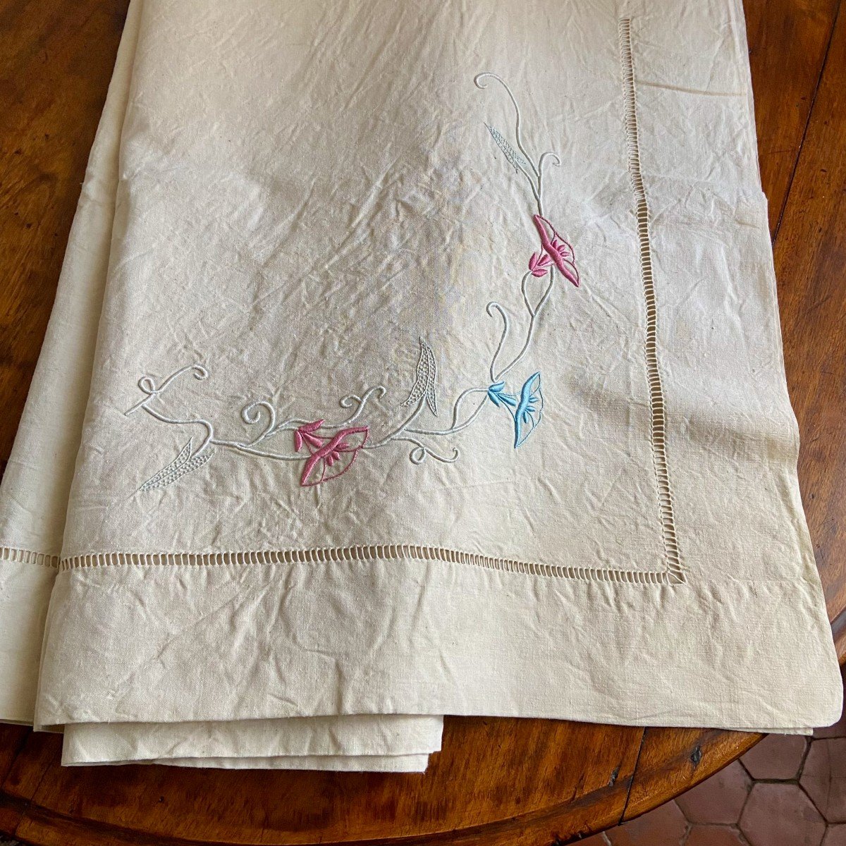 Draps En Lin Brodés Français-photo-3