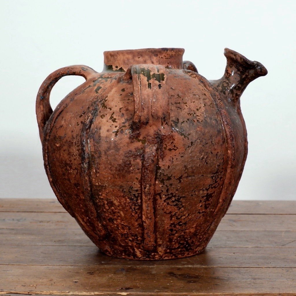 Antique French 18ᵗʰ Century Walnut Oil Pot, -photo-1