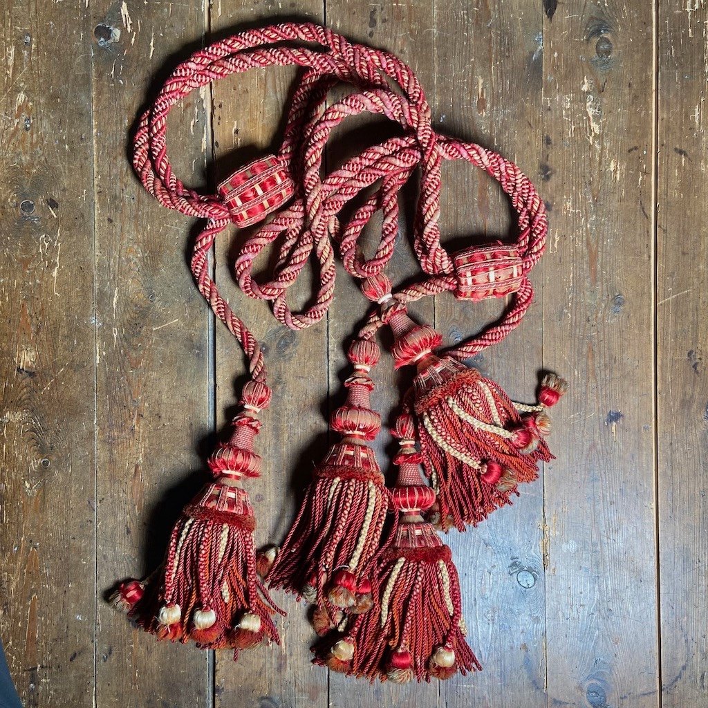 Pair Of Antique Tassels Curtain Tiebacks French Passementerie-photo-2