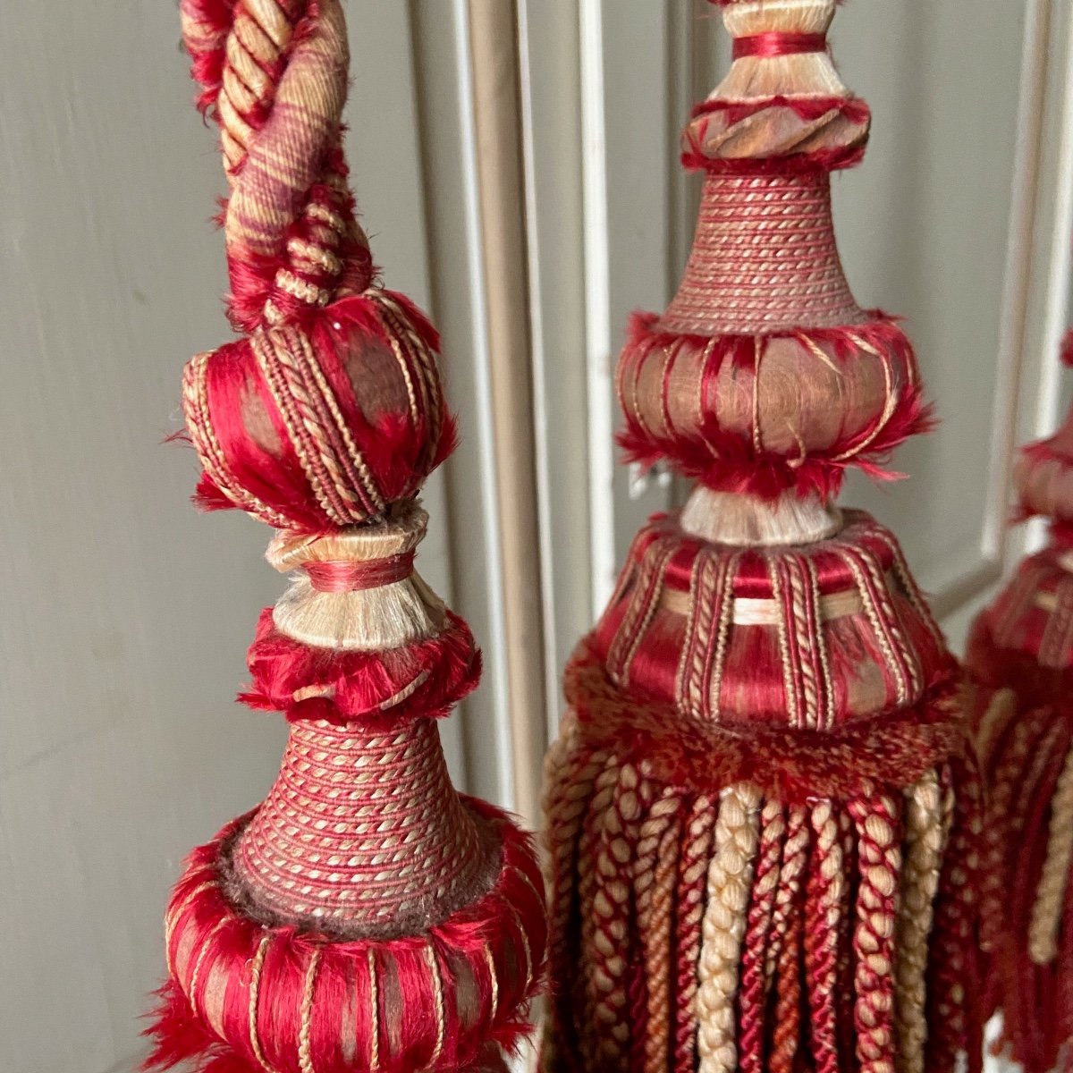 Pair Of Antique Tassels Curtain Tiebacks French Passementerie-photo-5