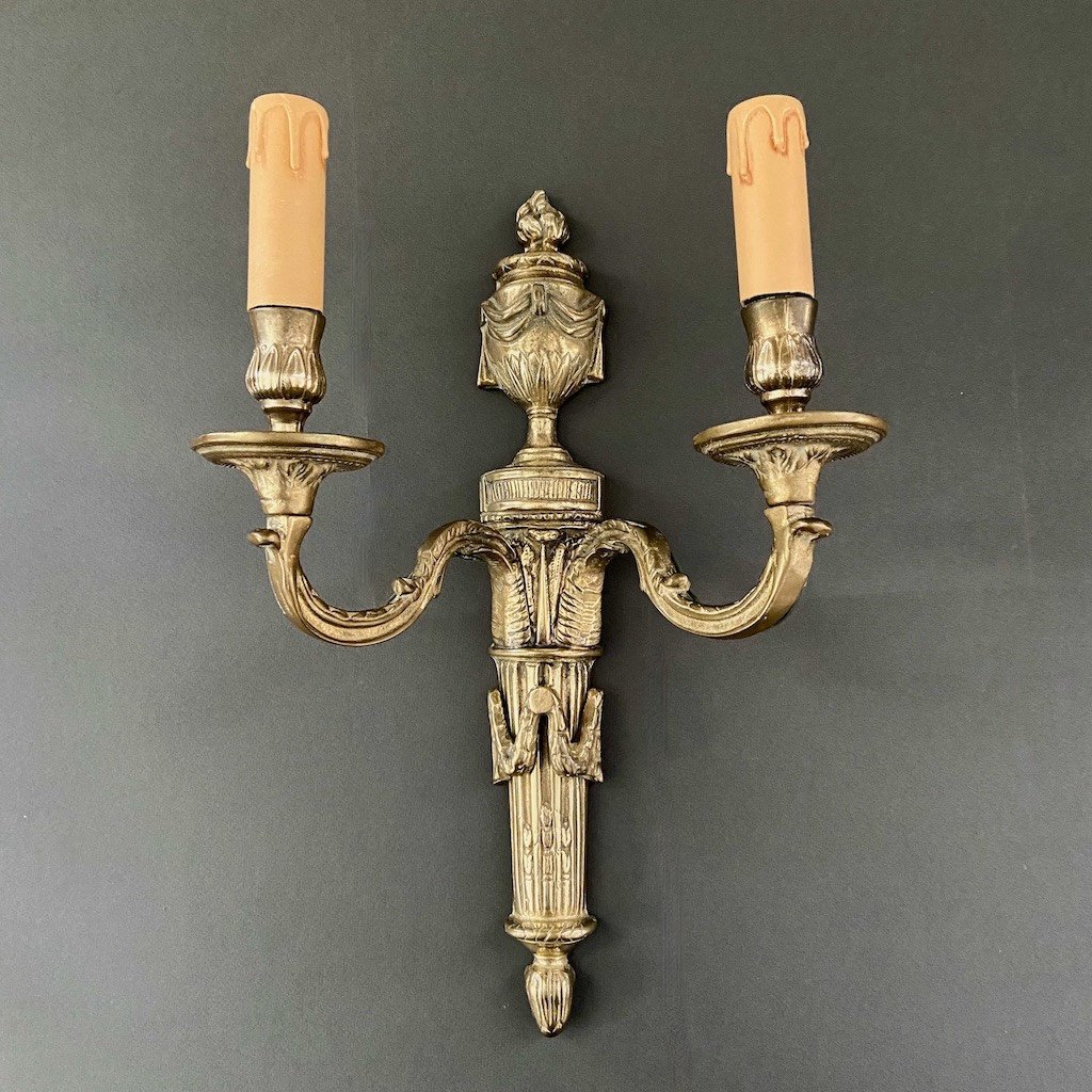 Louis XVI Style Gilded Bronze Wall Lamps-photo-3
