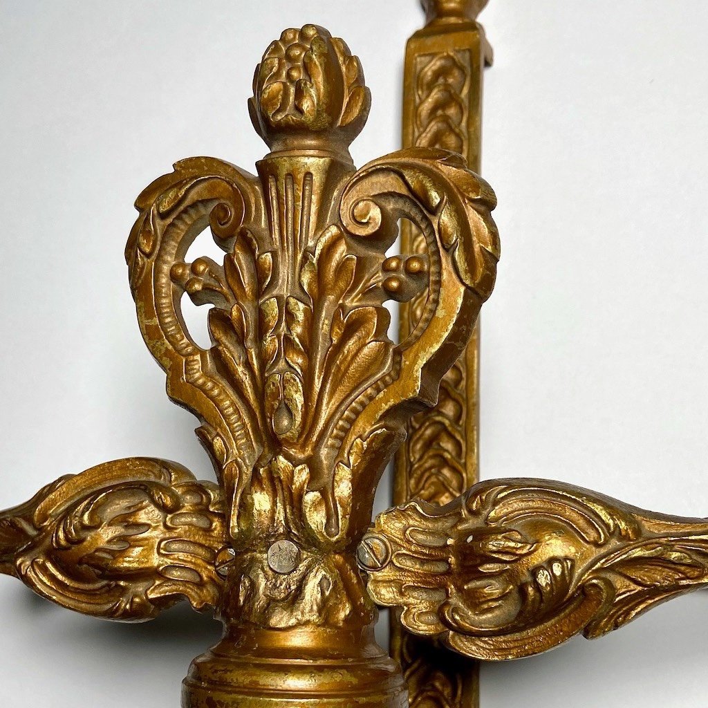 Paire d’appliques en bronze doré à la française-photo-1