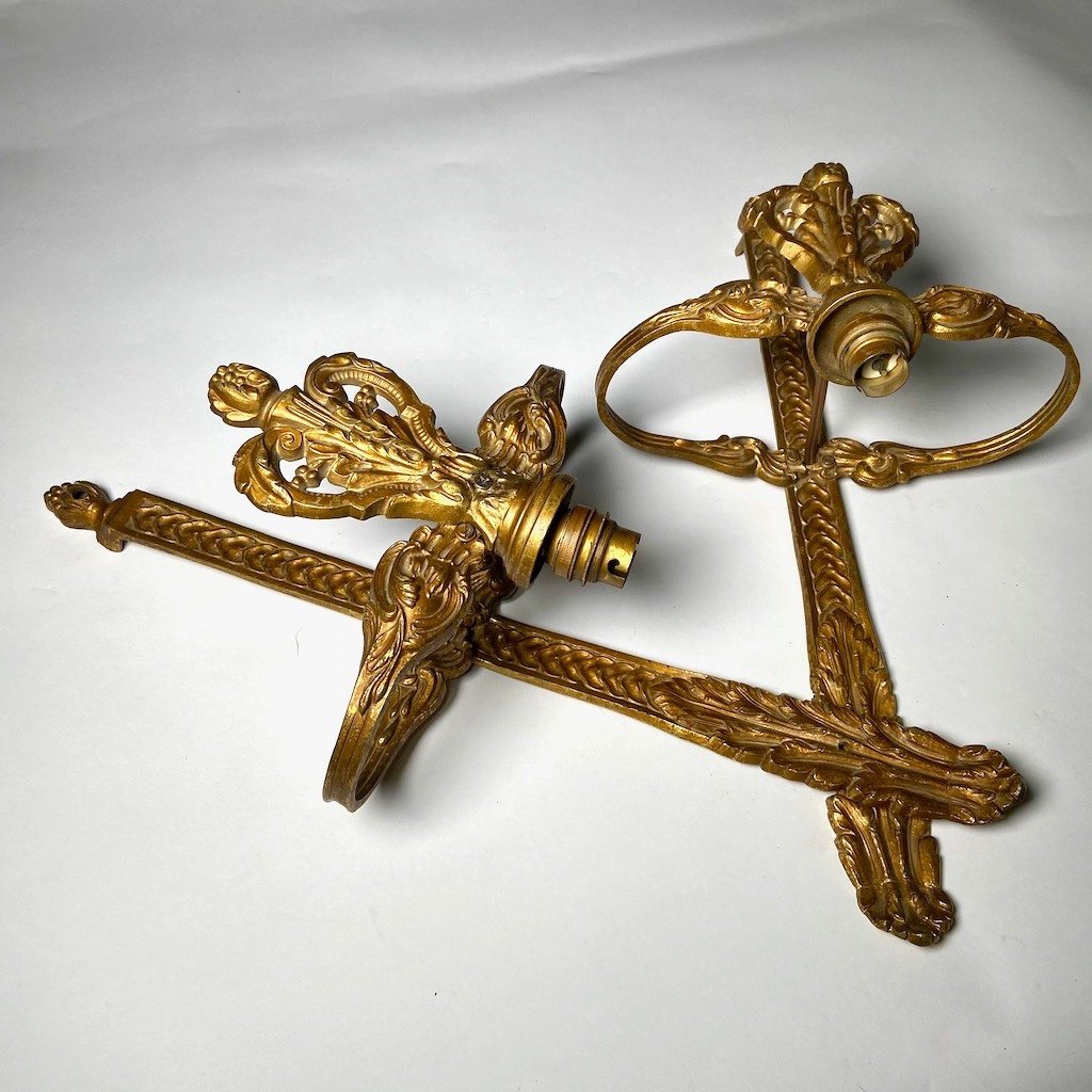Paire d'appliques françaises en bronze -photo-4