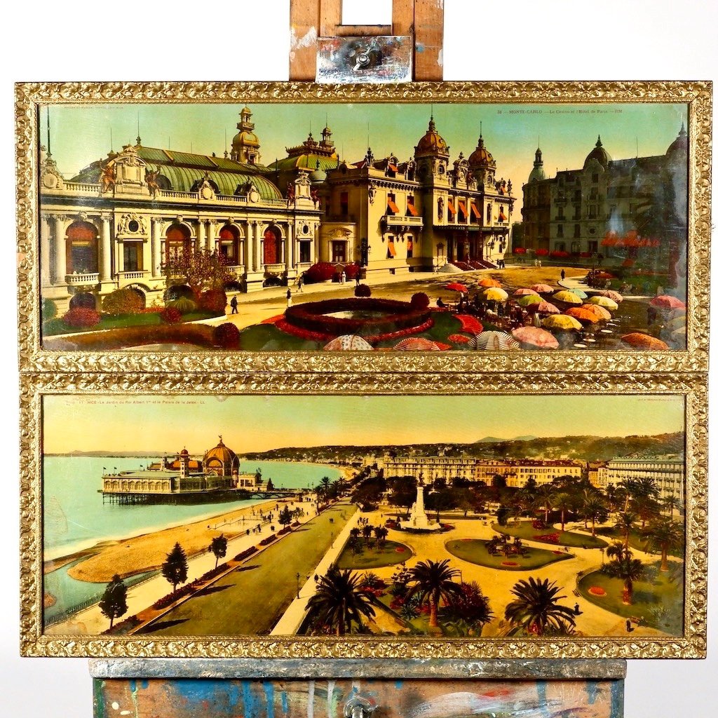A Pair Of French Colored Photos Of Monte-carlo And Nice