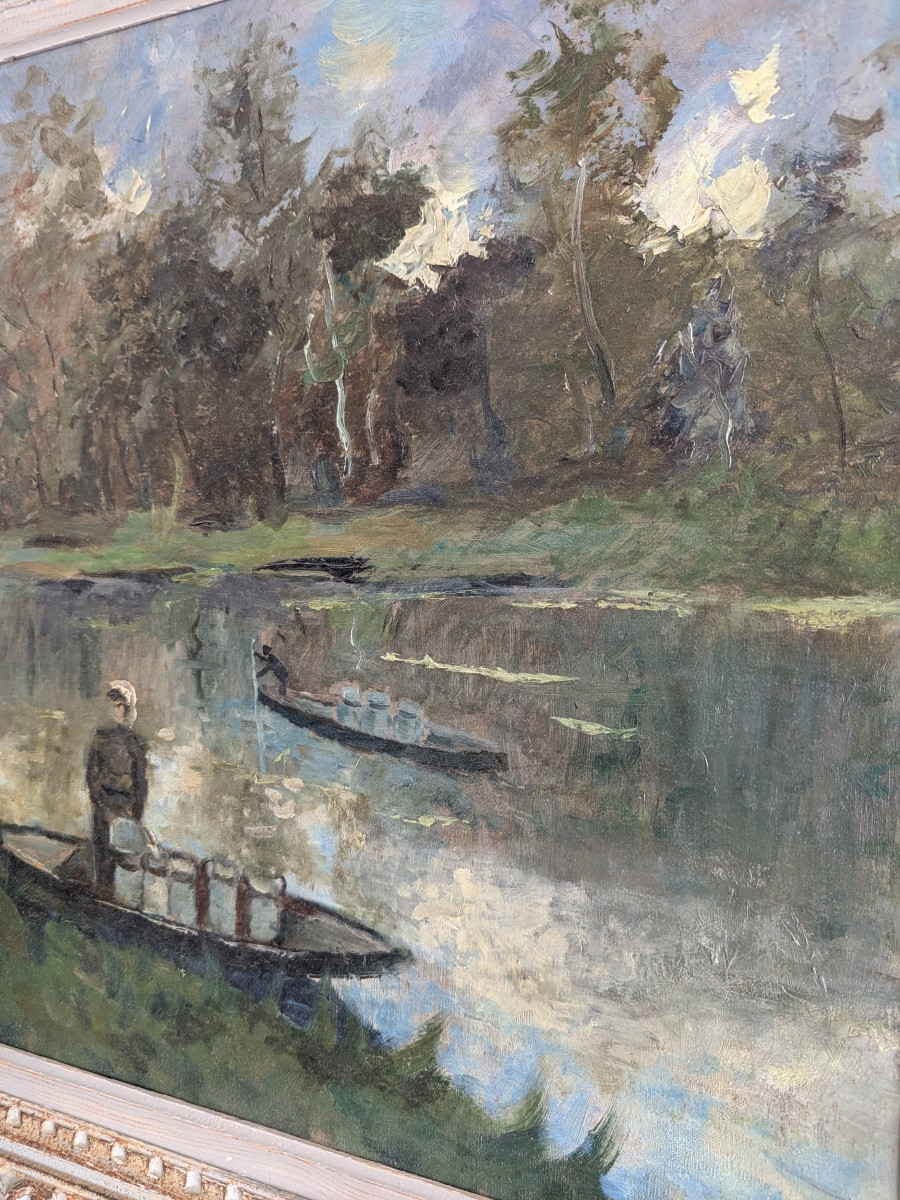 Peinture à l'huile impressionniste La Venise verte de France-photo-3