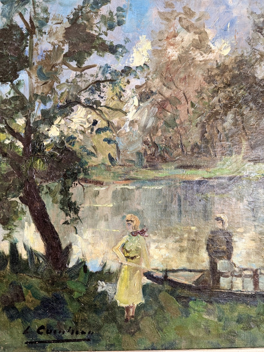 Peinture à l'huile impressionniste La Venise verte de France-photo-4