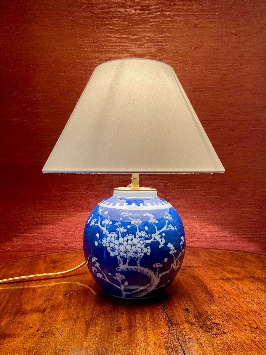 Chinese Blue And White Ginger Jar Table Lamp-photo-2