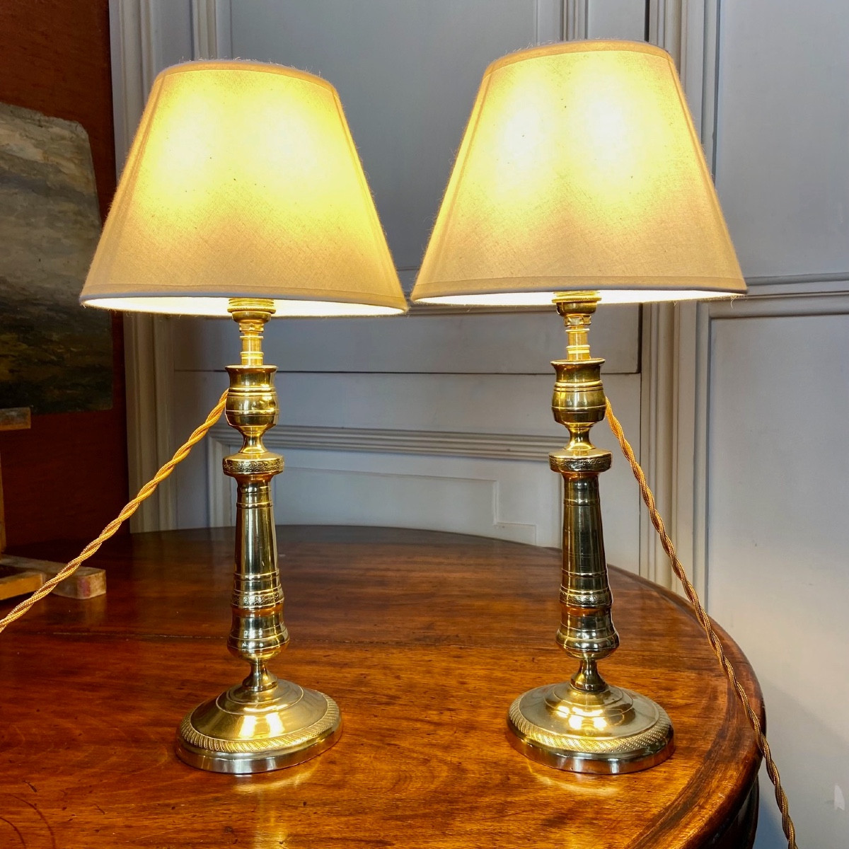 Pair Of Bronze Table Lamps From The Late 18th Century.-photo-3