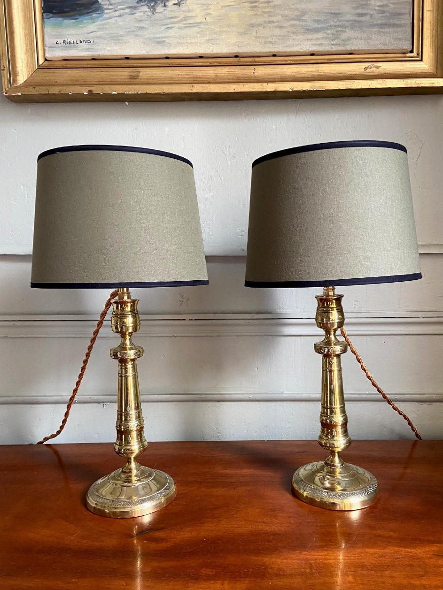 Paire de lampes de table en bronze de la fin du XVIIIe siècle.-photo-4