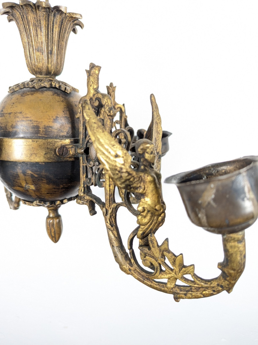 Lustre français Empire en bronze doré.-photo-3
