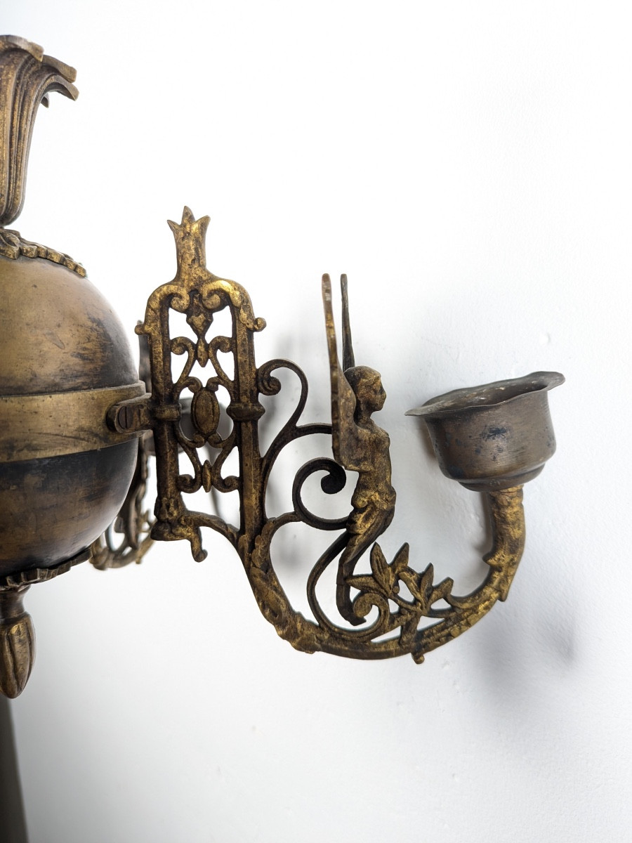 Lustre français Empire en bronze doré.-photo-2