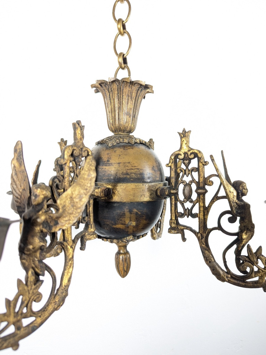 Lustre français Empire en bronze doré.-photo-4