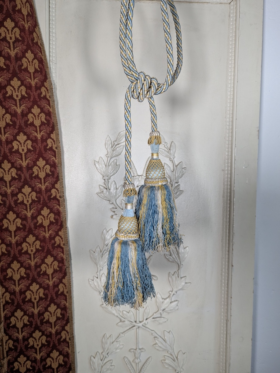 Antique French Curtain Tieback With Tassels.-photo-4