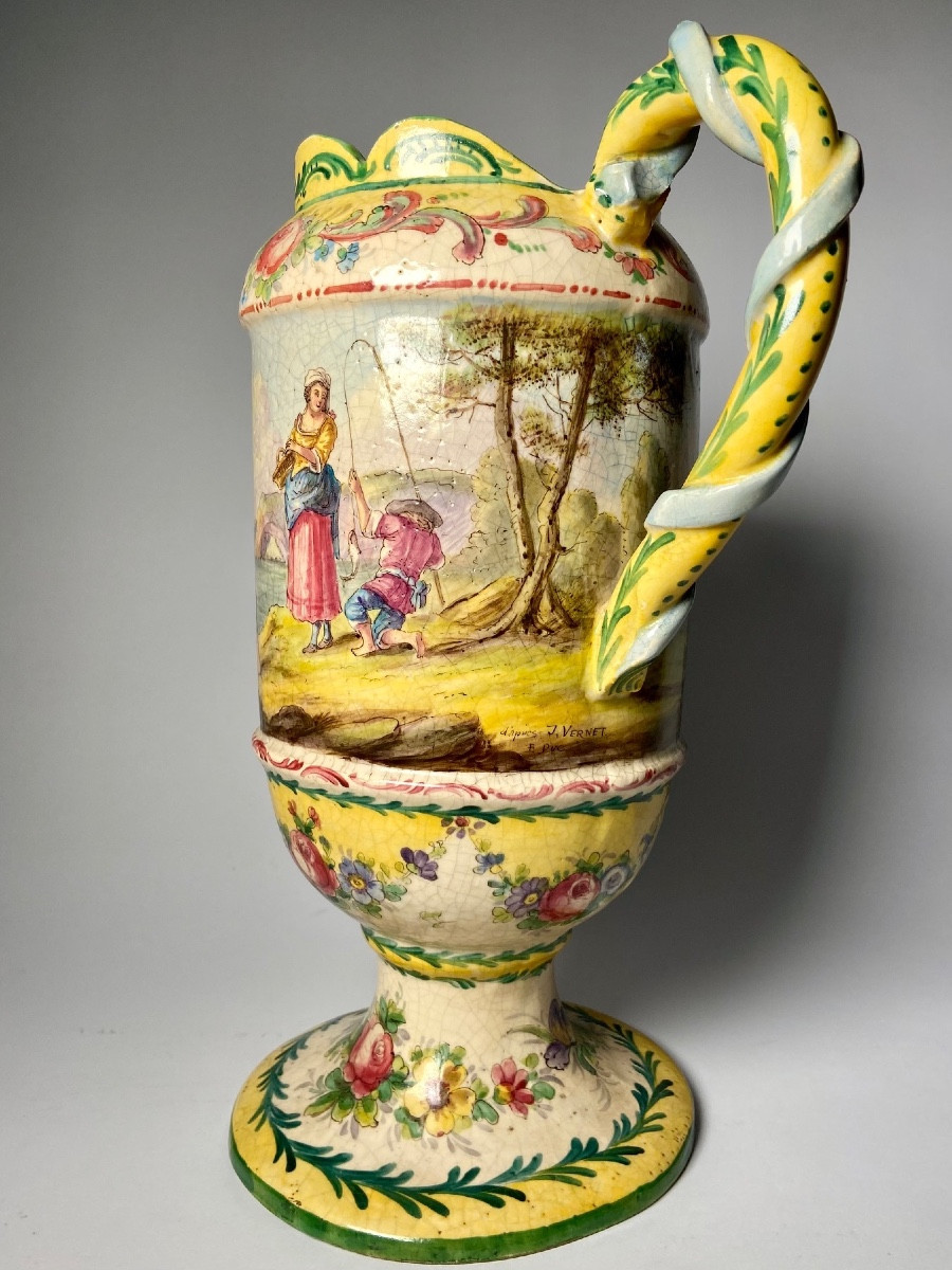 Antique French Earthenware Ewer.-photo-4