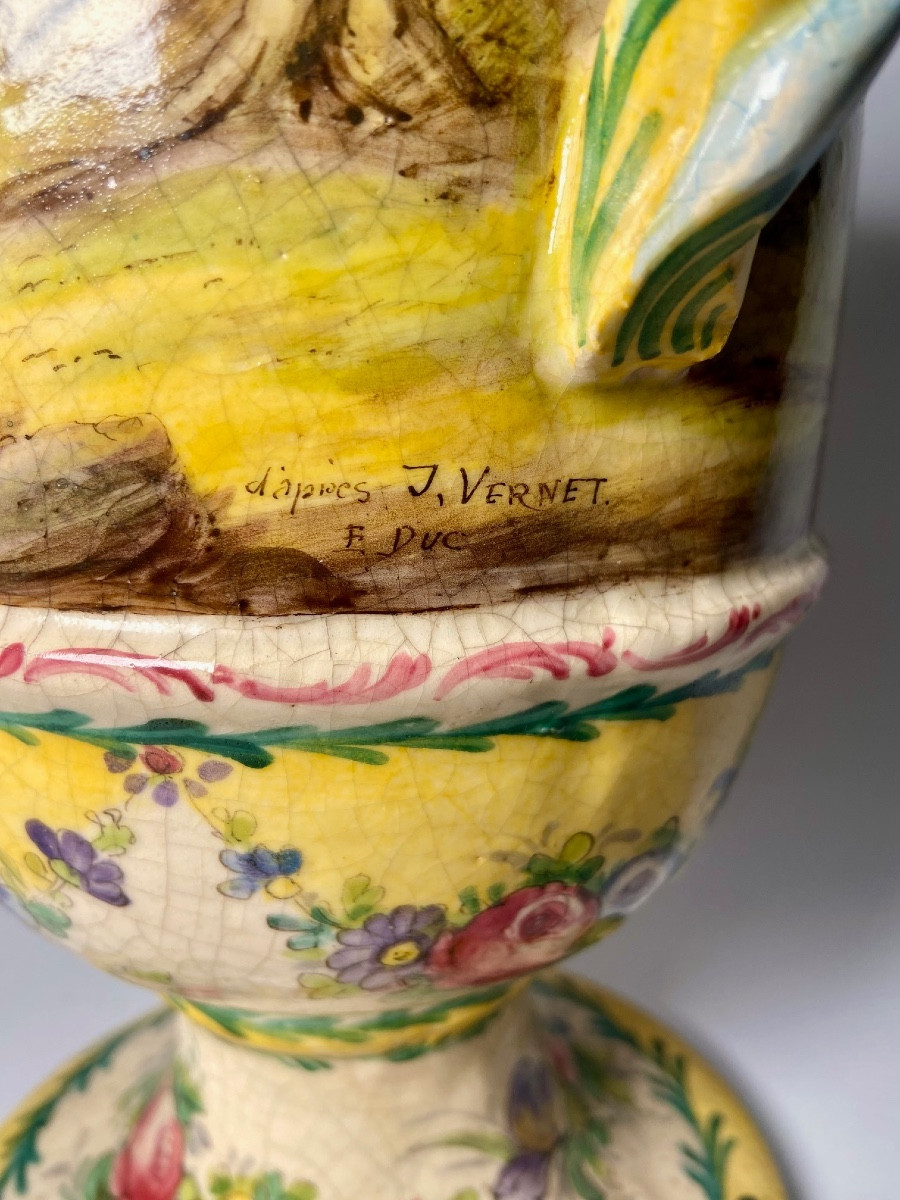 Antique French Earthenware Ewer.-photo-7