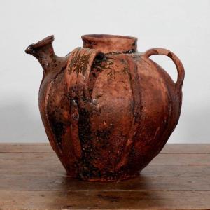 Ancien pot à huile en noyer français du 18ᵗʰ siècle,