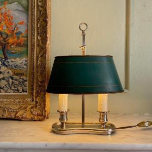 French Bouillotte Lamp In Silver Bronze.