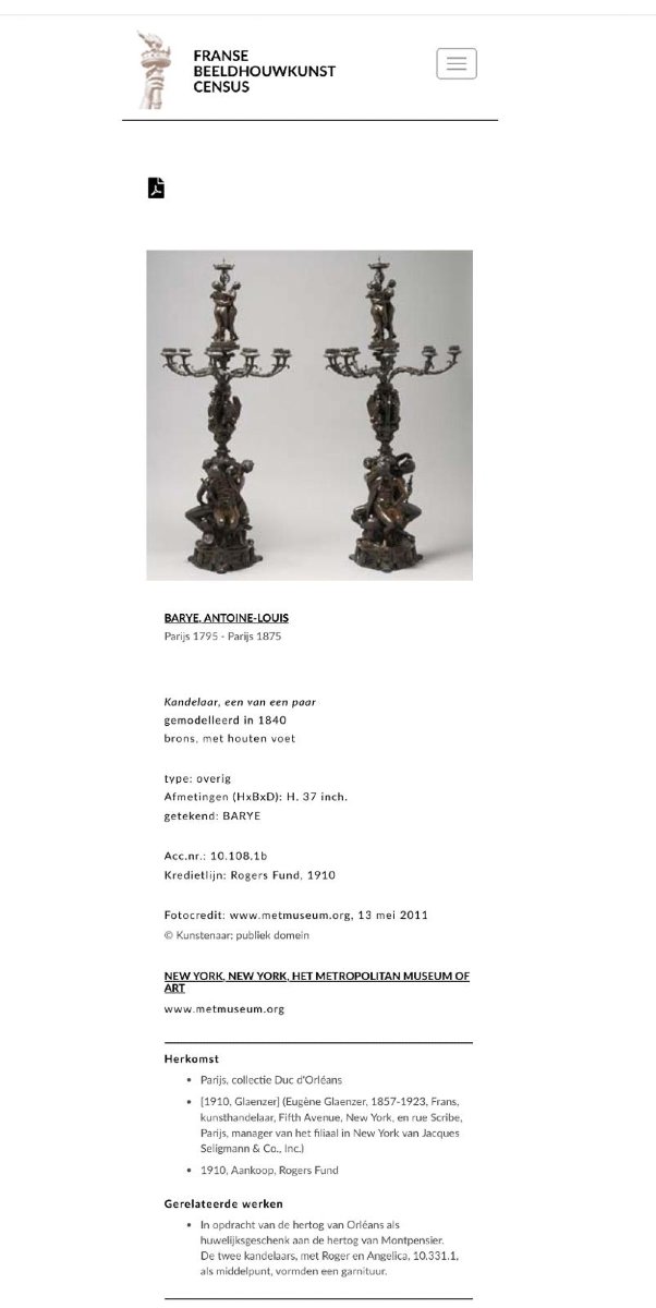  Candelabre / girandole monumental en bronze à figures | Antoine-Louis Barye | 1796-1875 |-photo-3