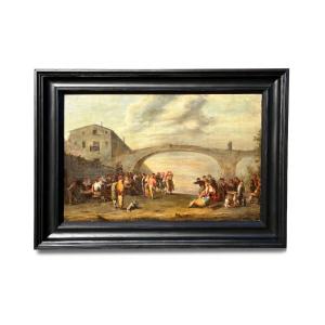 Fête de village avec des fêtards devant une auberge | attribué à Cornelis de Wael | (1592–1667)