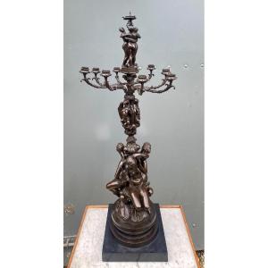 Monumental Bronze Candelabra/girandole With Figurines | Antoine-louis Barye | 1796–1875 |