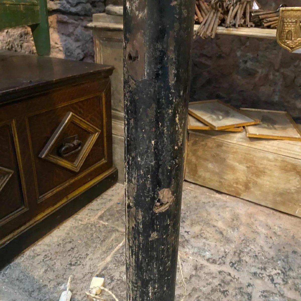 18th Century, Wood Sicilian Torchere Transformed Into Floor Lamp-photo-3