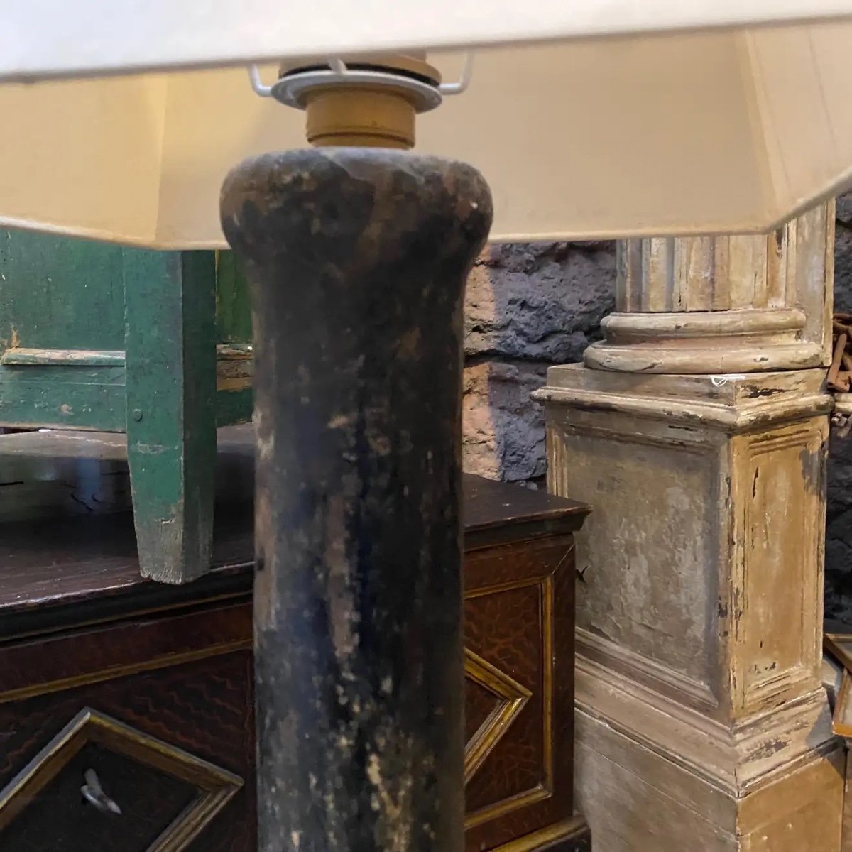 18th Century, Wood Sicilian Torchere Transformed Into Floor Lamp-photo-4