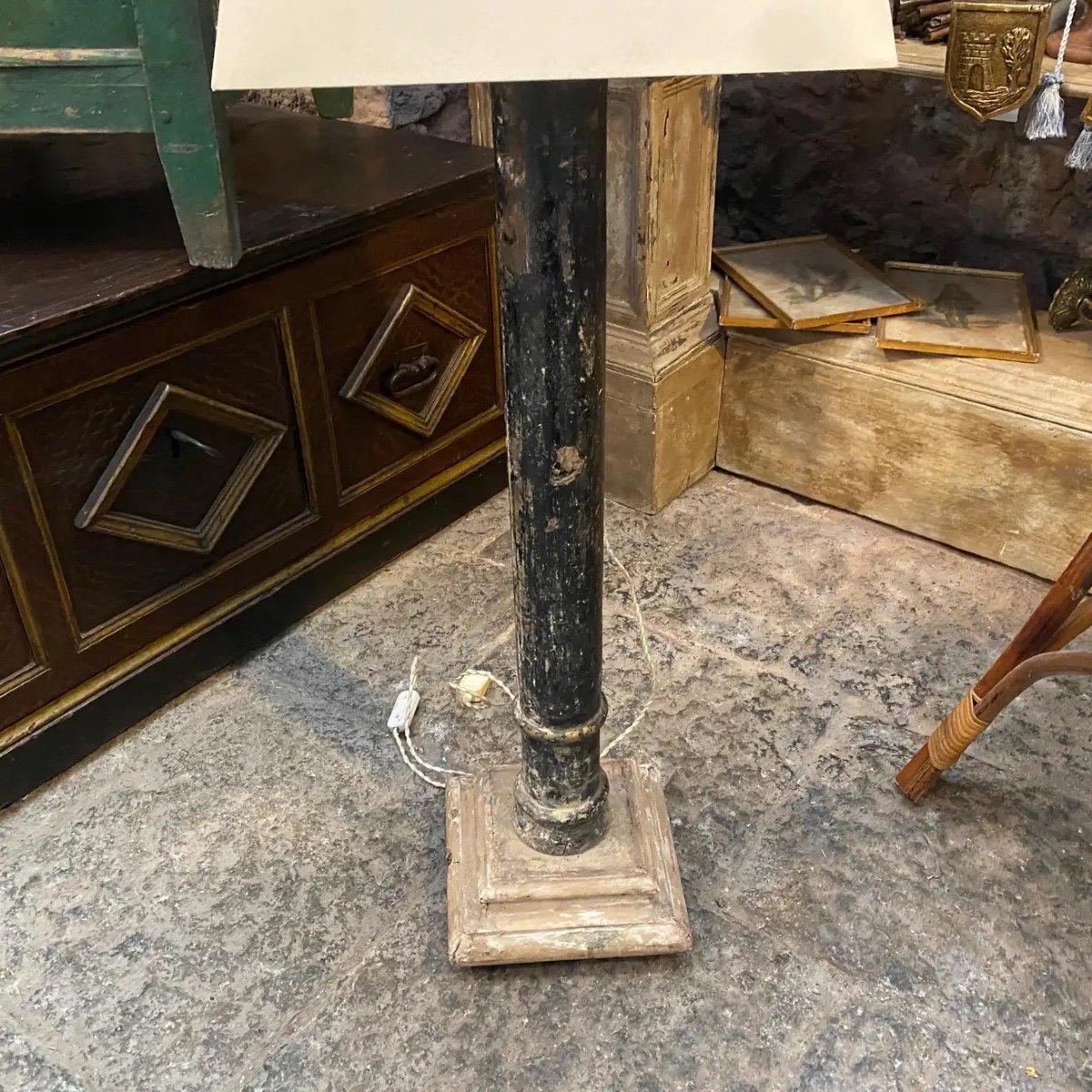 18th Century, Wood Sicilian Torchere Transformed Into Floor Lamp-photo-8