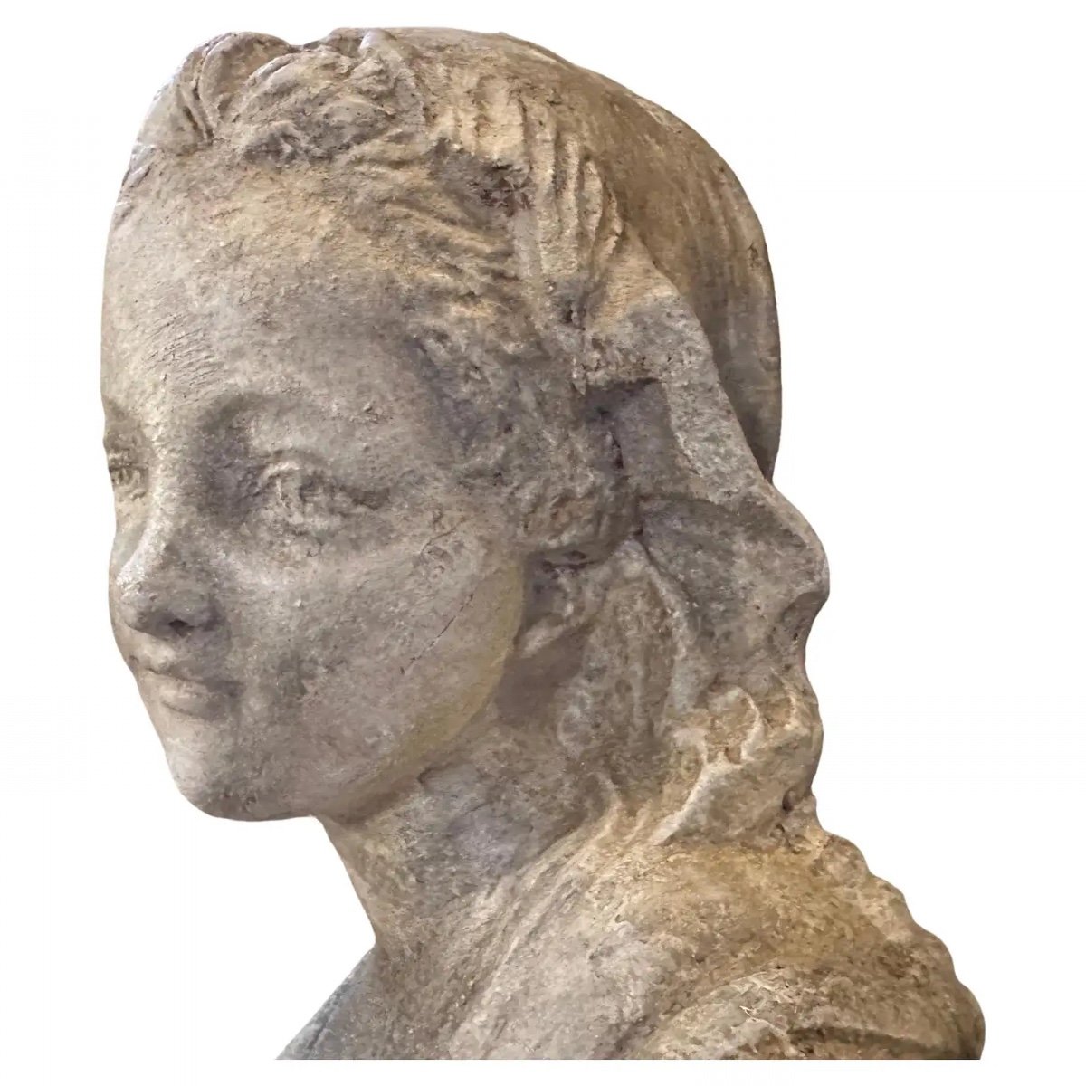 Sculpture Sicilienne En Terre Cuite Des Années 1930 d'Une Jeune Fille-photo-2