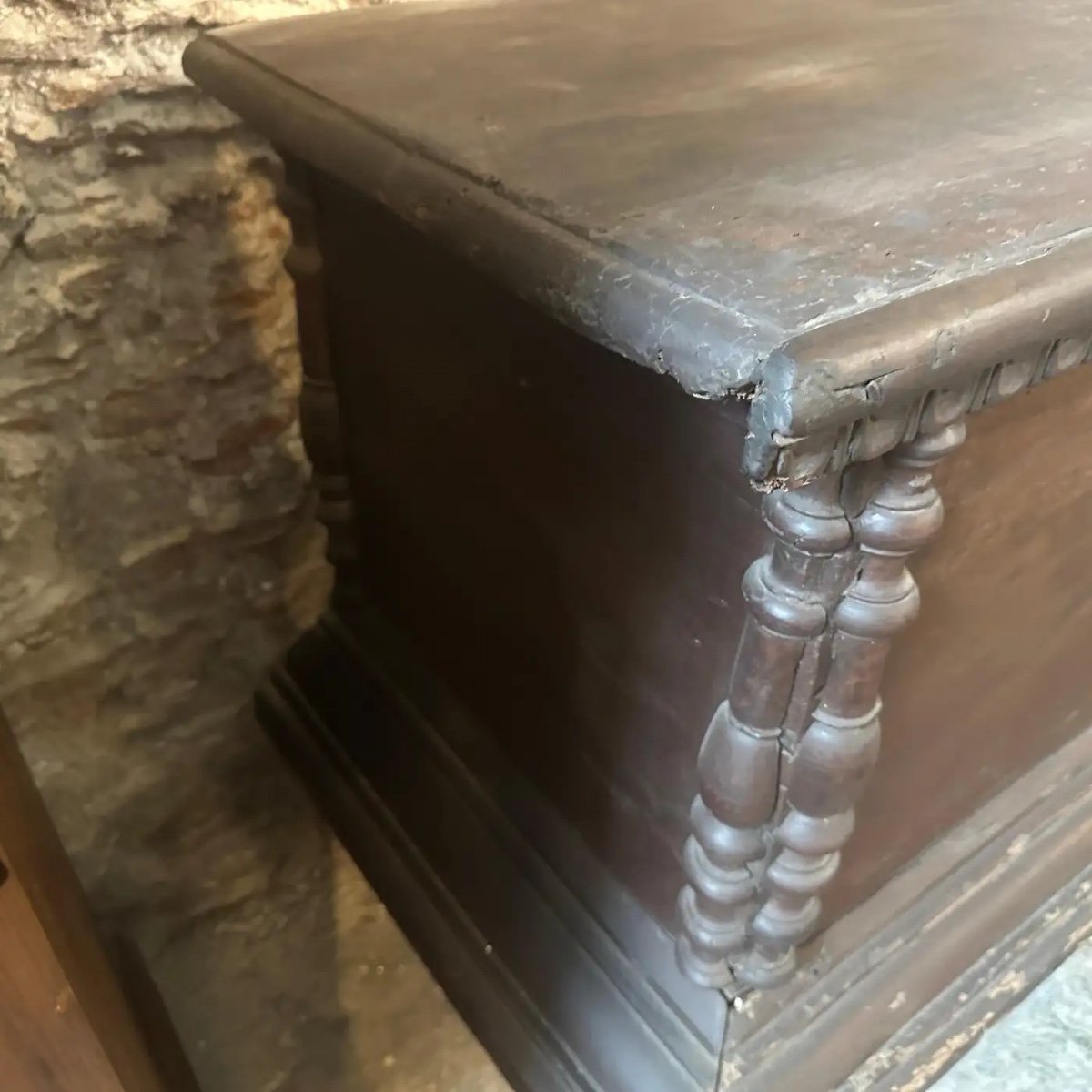 1850 Louis Philippe, Legno Di Noce, Cassapanca Siciliana Tradizionale-photo-3