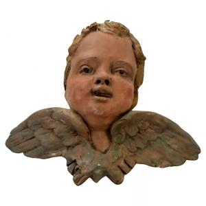 Un Putto Sicilien En Terre Cuite Fabriqué Et Peint à La Main De Style Baroque Des Années 1930