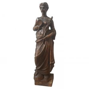 1850s Neoclassical Hand-carved Walnut Italian Sculpture Of A Roman Bather