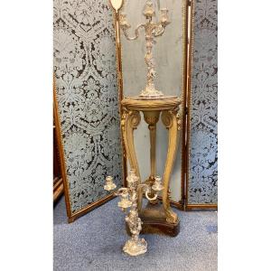 Pair Of Bronze Silverplated  Candelabras From The Napoleon 3 Period
