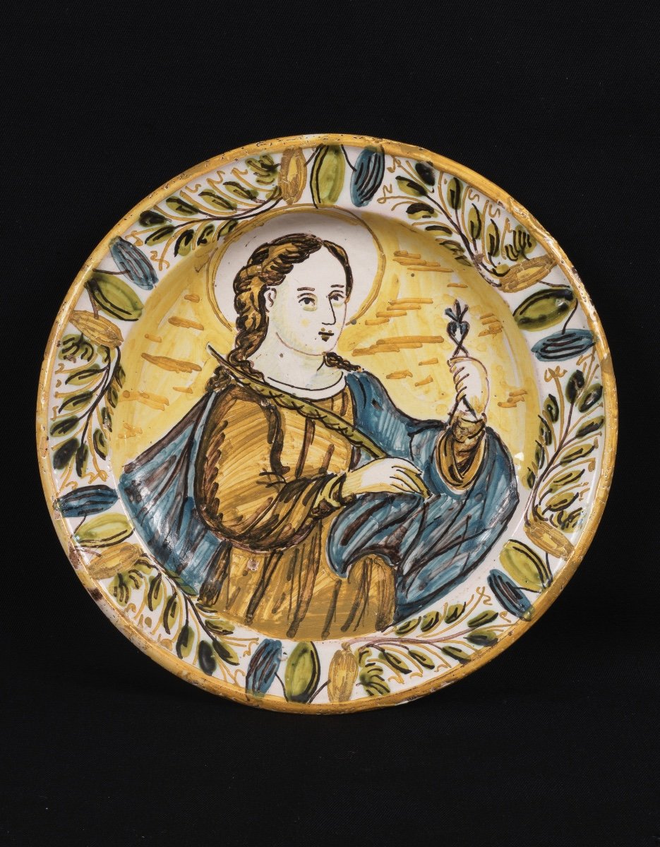 Castelli (italie) - Assiette  En Faïence Avec Sainte Apollonie