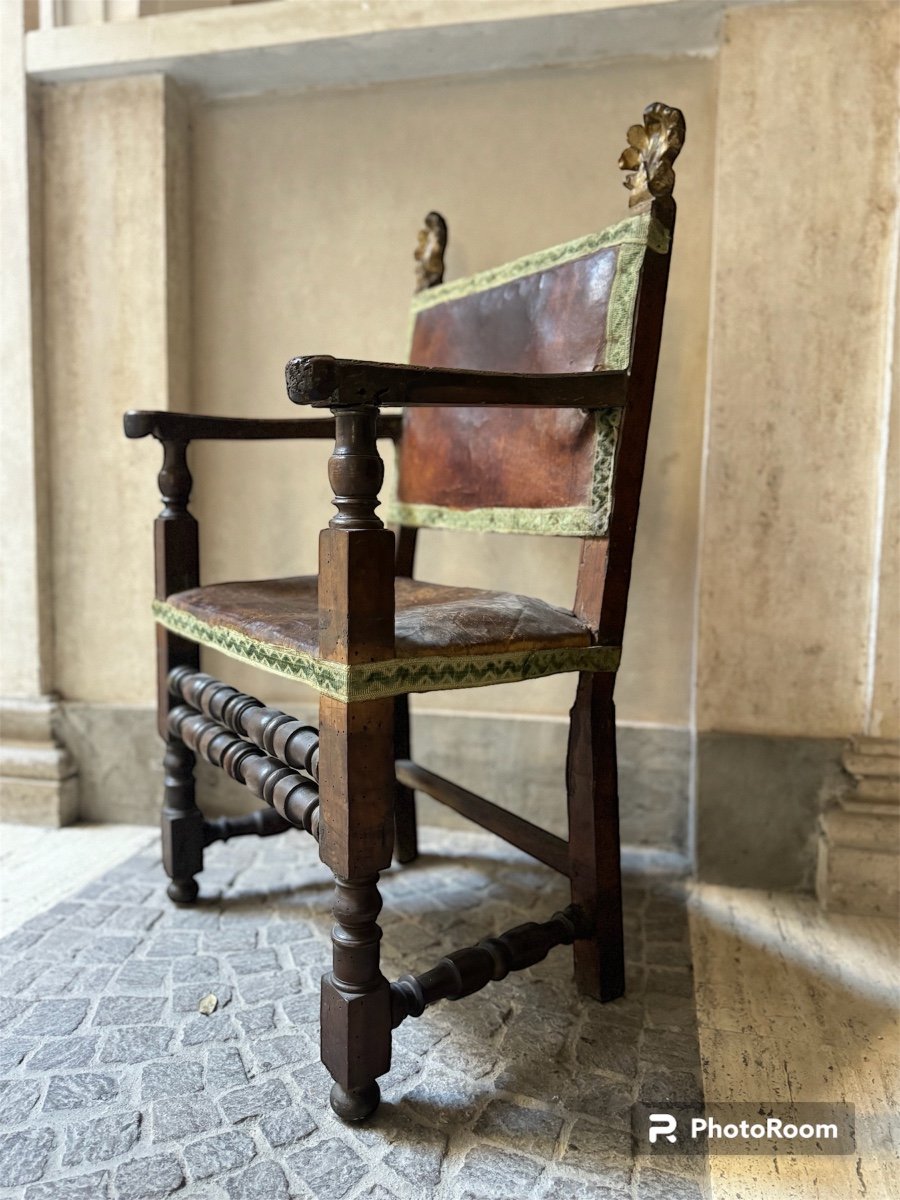 Pair Of Small 17th Century Italian Walnut Armchairs.-photo-2