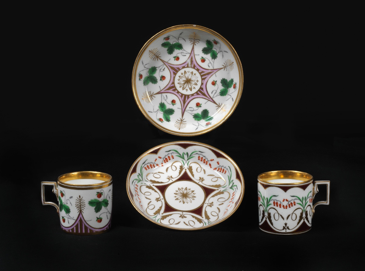 Two Porcelain Cup And Saucer, Vienna Konrad Von Sorgenthal 