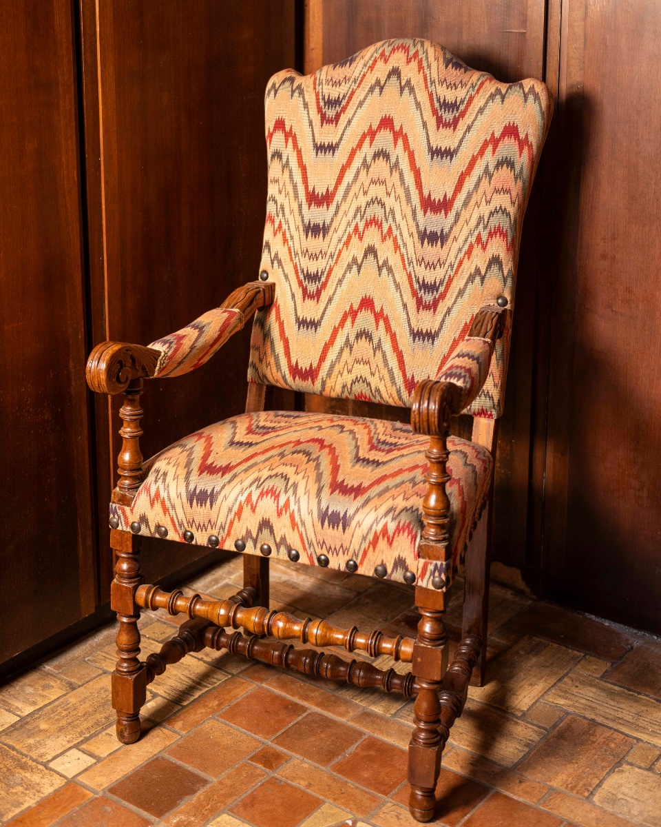  Lombarda Armchair With Flamed Textile Upholstery