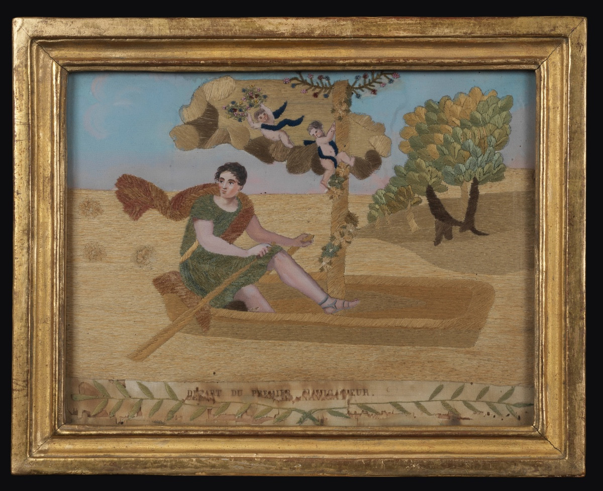 Silk Embroidery With Scenes From The Odyssey. -photo-2