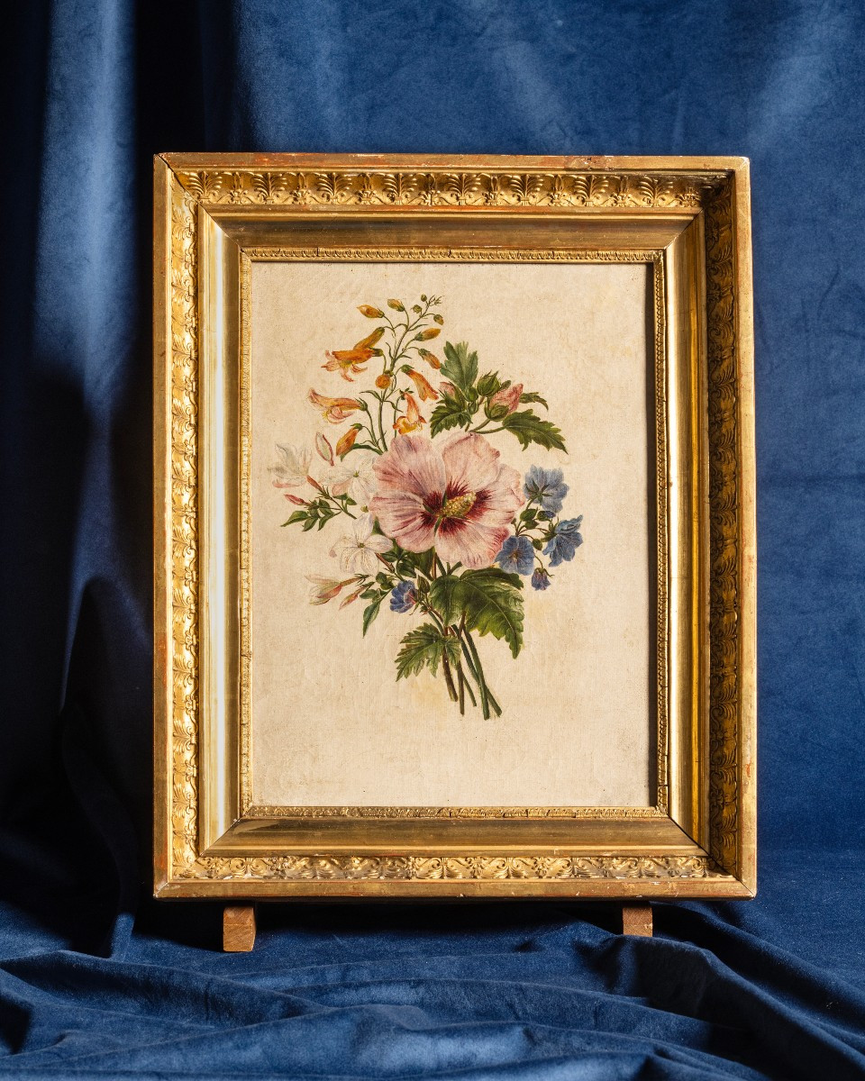 Pierre Étienne Remilleux (Vienne 1811, Lyon 1856) Un bouquet de fleurs Huile sur toile, 43 × 34