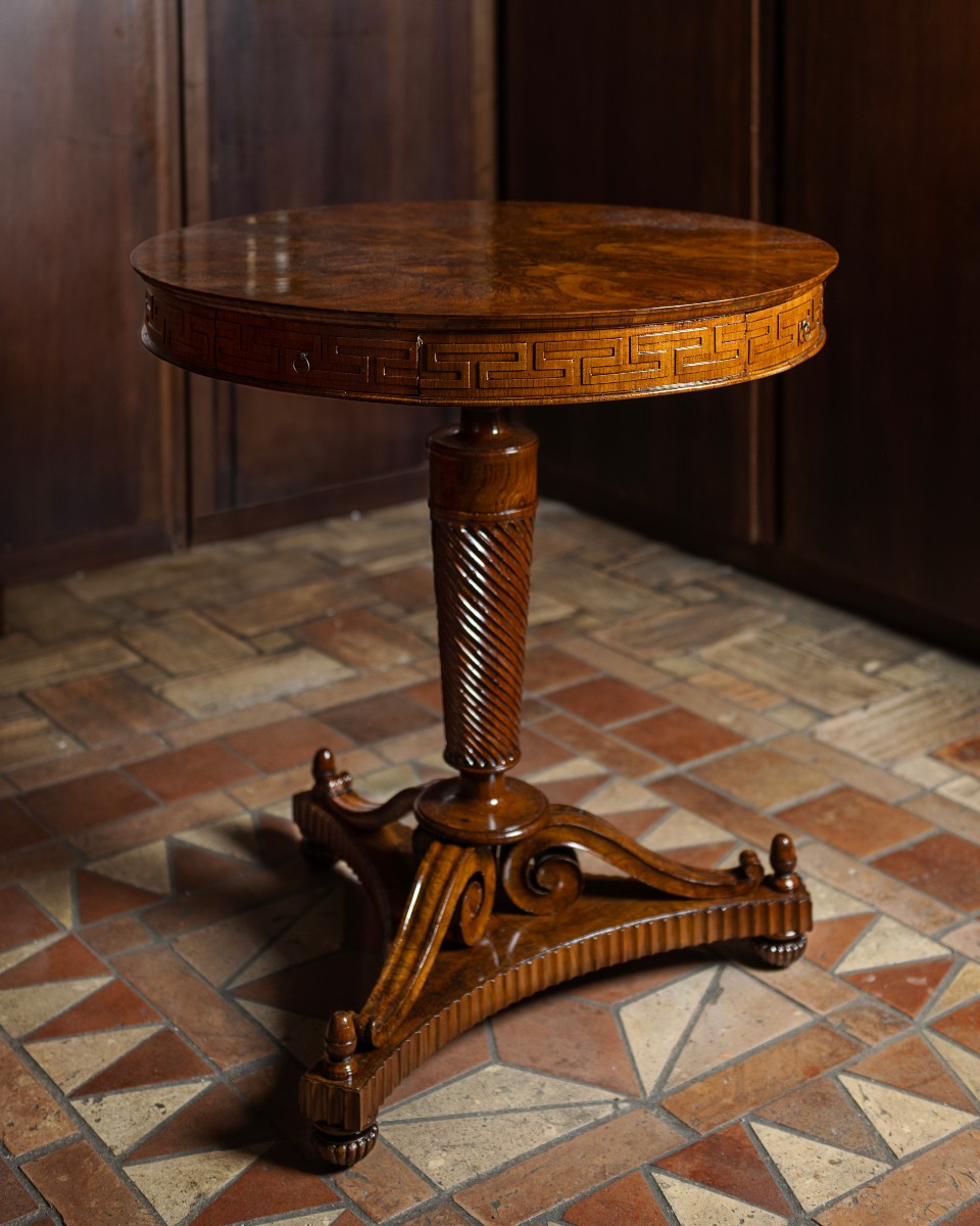 Agostino Cattani (active In Emilia-romagna, 19th Century) Round Walnut Table