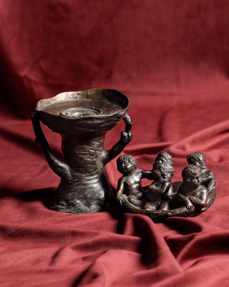 Inkwell And Paperweight With Cherubs-photo-2
