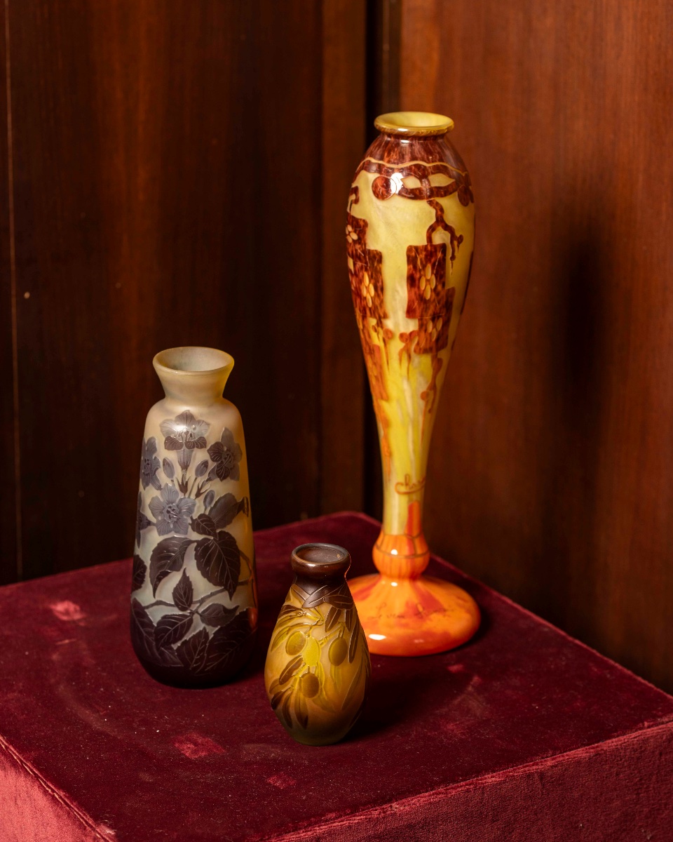 Art Nouveau-style Glass Oil Bottle By The Artist Emile Gallé-photo-2