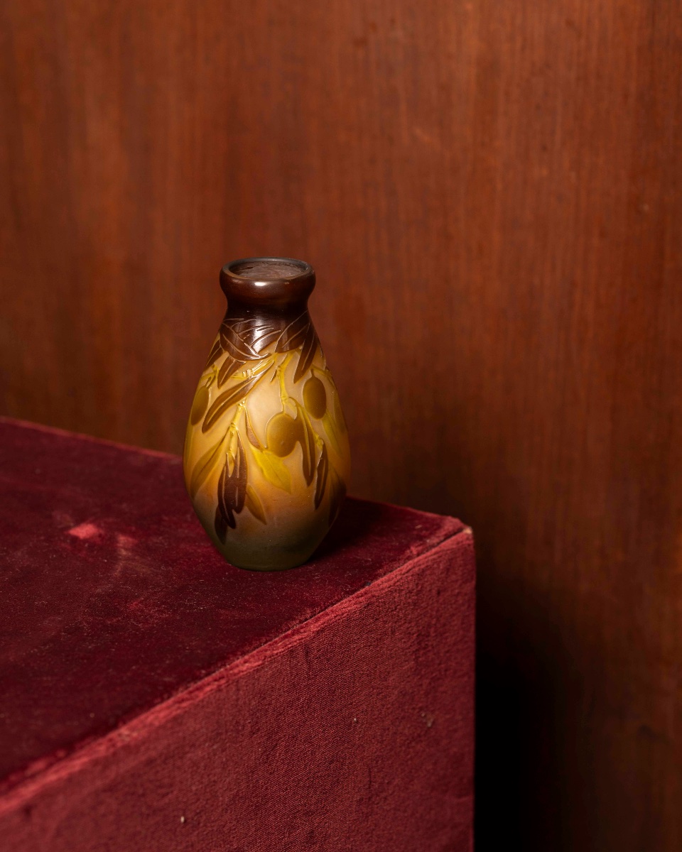 Art Nouveau-style Glass Oil Bottle By The Artist Emile Gallé