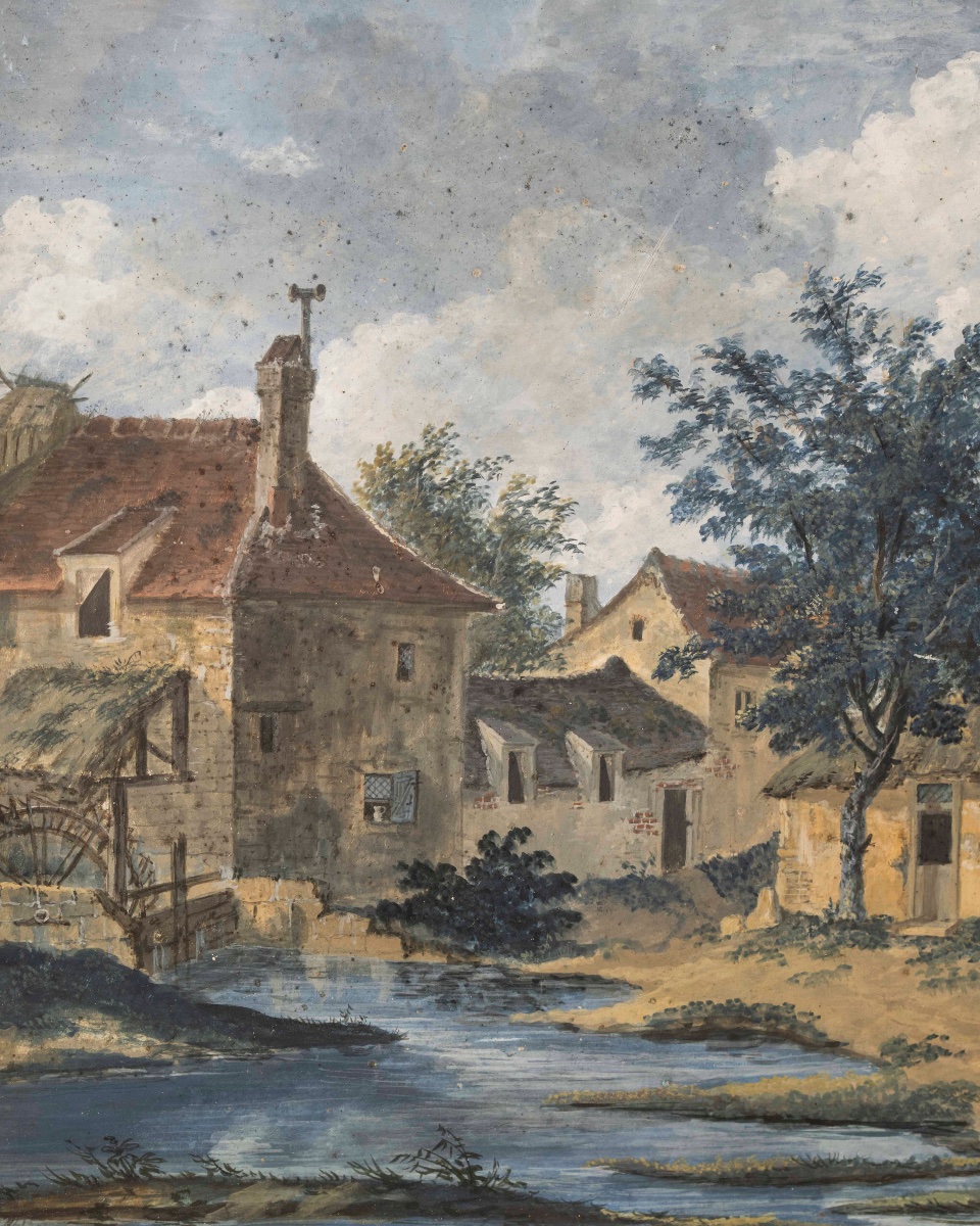 Landscape With A Village, Mills, A Stream, And People-photo-3