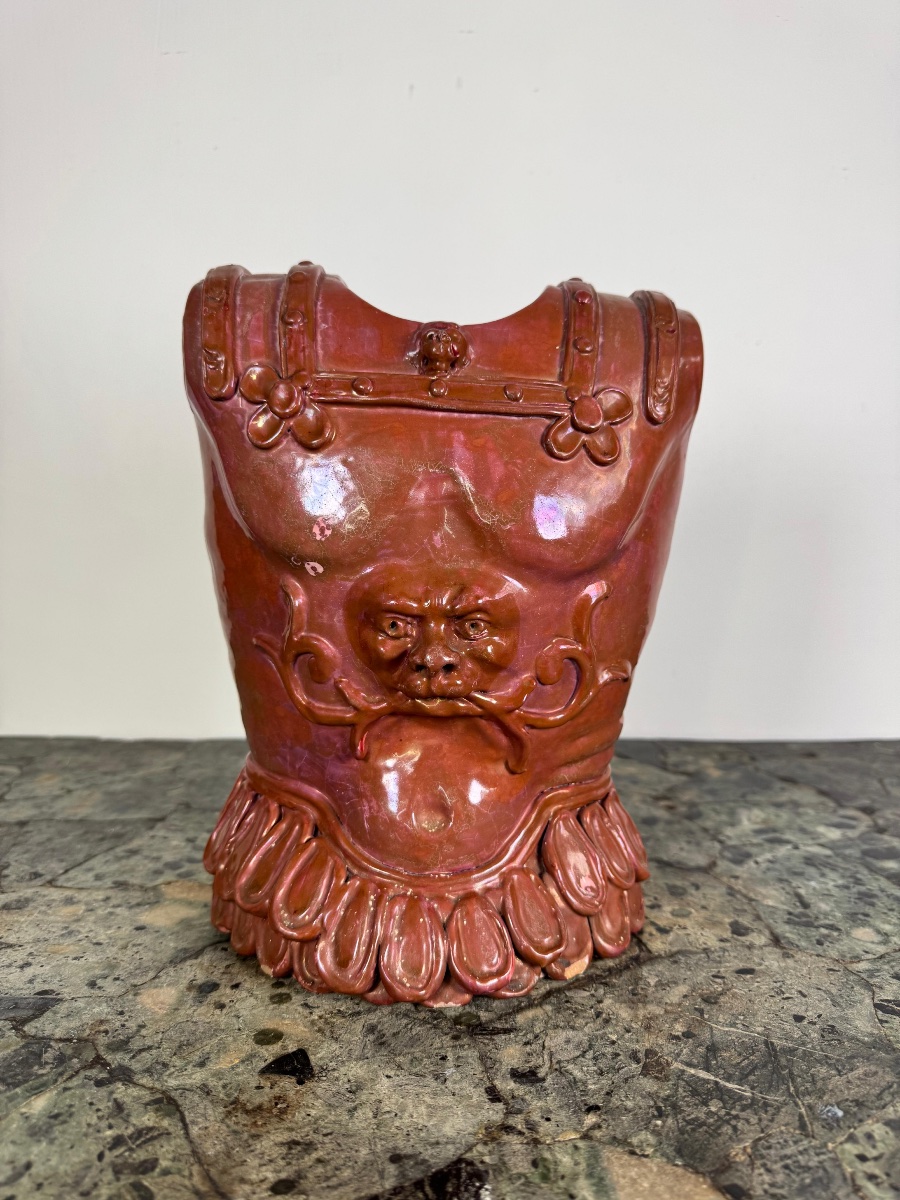 Ceramic Bust-and-armor Vase From Caltagirone, Sicily, 20th Century-photo-2