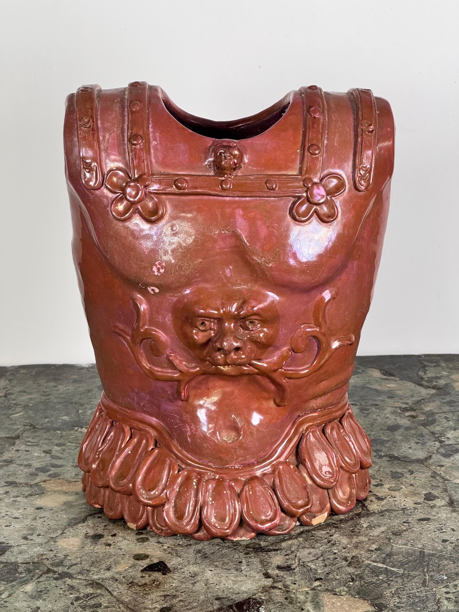 Ceramic Bust-and-armor Vase From Caltagirone, Sicily, 20th Century