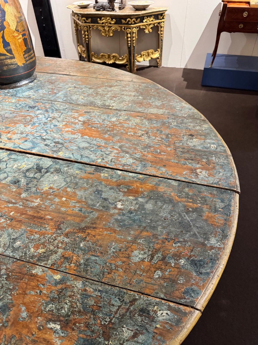 A Table Consisting Of Two Large 17th-century Blue-lacquered Consoles