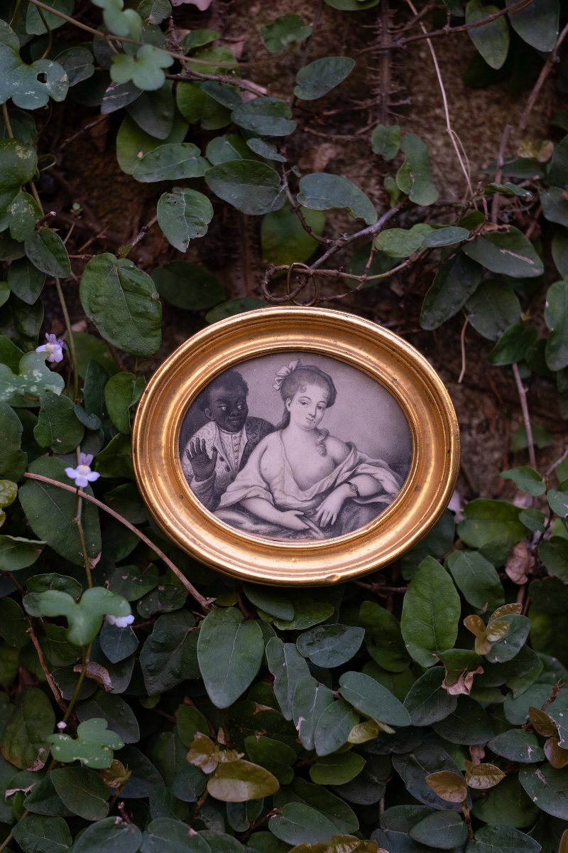 Miniature représentant une dame et un Maure par Carl Gustav Klingstedt, Paris